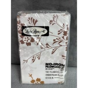 Vintage Lady Pepperell Floral Butterfly Lot of 2 Pillowcases 42" x 36" ~ NEW ~